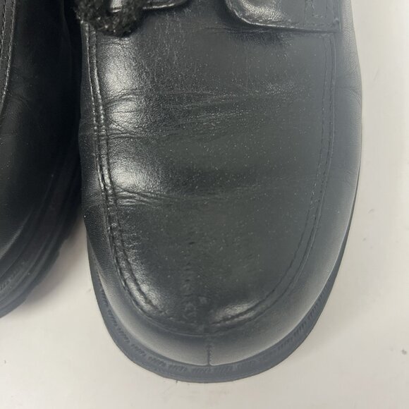 ESprit 7.5 Black Lace Up Oxford Chunky Shoes 90s Y2K Leather School Girl CLAY - Picture 4 of 10